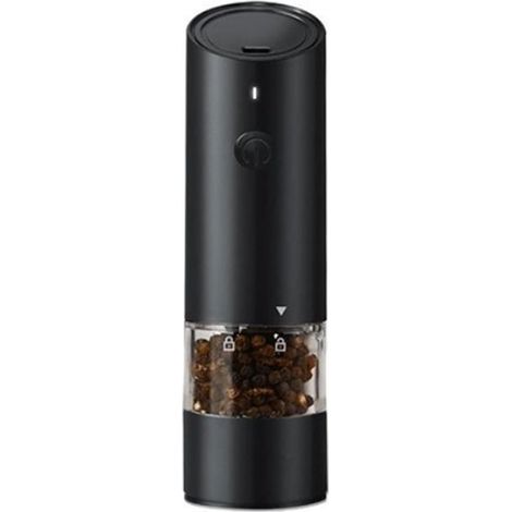 Moulin à poivre électrique USB, moulin à épices de cuisine, finesse de mouture réglable, vitesses réglables, noir, 1 pièce (1/5)