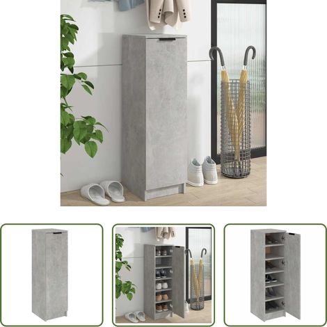 vidaXL Armoire bois - Armoire à chaussures Gris béton 30x35x100 cm Bois d'ingénierie (1/5)