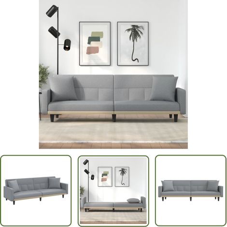 The Living Store Schlafsofa mit Kissen Hellgrau Stoff - Schlafsofa - Sofa Bett - Gästebett - Wohnraum - Hellgrau (1/5)
