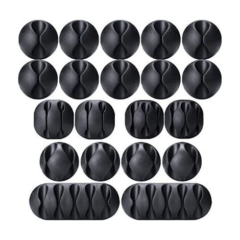 20 Stück Kabelclips Kabelhalter, Vielseitiges Kabelmanagement-Kabel-Organizer-Set für Büro, Stromkabel, USB-Ladekabel, Ladegeräte, Audiokabel (1/5)