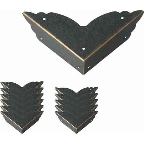 ot de 12 protections d'angle vintage en métal - Style antique - Protection des bords de meubles - Pour table, coffre, boîte à bijoux (1/5)