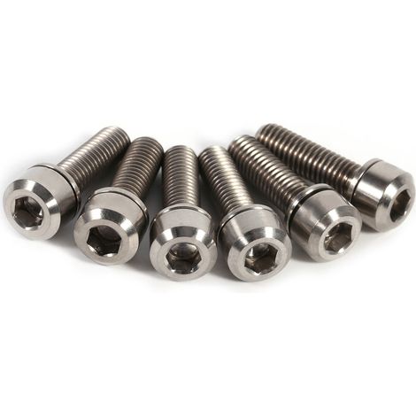 6 Vis en Titane M5 x 18mm pour Potence VTT avec Écrous et Rondelles Inclus (1/5)