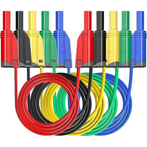 Lot de 5 fiches banane en silicone - 4 mm - Cinq couleurs (1/5)