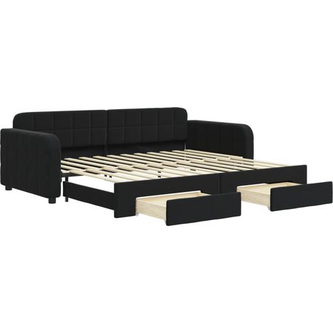 Maison Exclusive - Tagesbett Ausziehbar mit Schubladen Schwarz 90