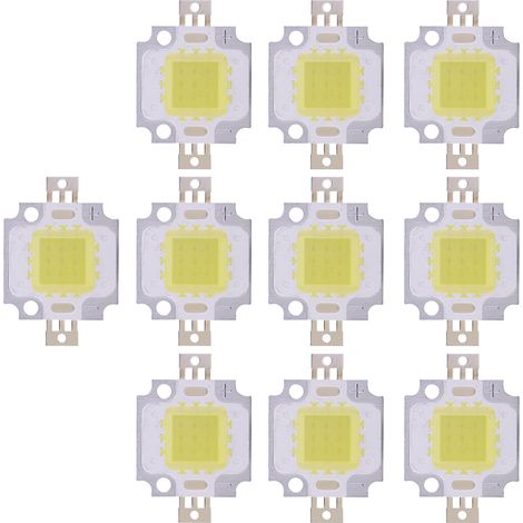 Lot de 10 puces LED SMD COB 10 W CC 9-10 V pour lampes, spots, ampoules, haute performance, lumière blanche froide (1/5)