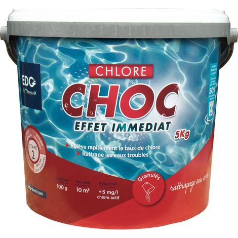 Chlore choc, granulés, seau de 5KG, EDG, pour stabilisation du PH - AQUALUX - 200272 (1/5)