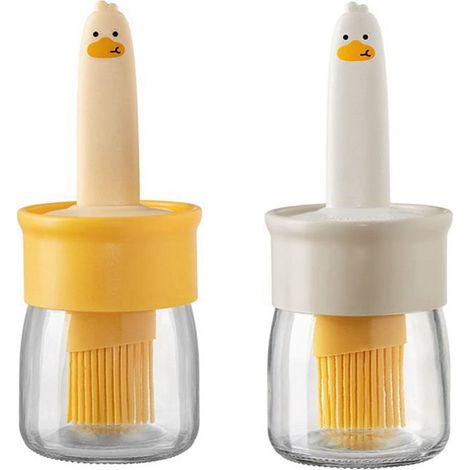 Brosse À Huile Cuisine - Bouteille Intégrée En Silicone Alimentaire - Résistante Aux Hautes Températures - Pour Barbecue Pâtisserie Salade - 2 Pièces (1/3)