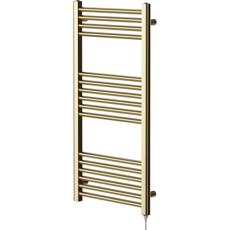 Colore Brushed Brass 1000mm x 500mm Straight Electric Heated Towel Rail (1/5)