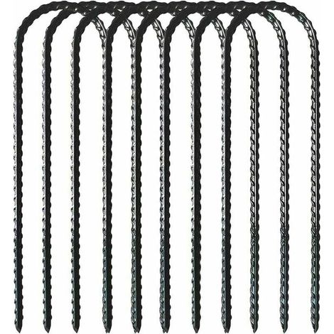 Ancrages de trampoline Piquet en acier de sécurité pour trampoline antirouille, ancrage au sol de sécurité à extrémités pointues de type U robuste pour buts de football, tentes de camping et 8pcs déco (1/5)