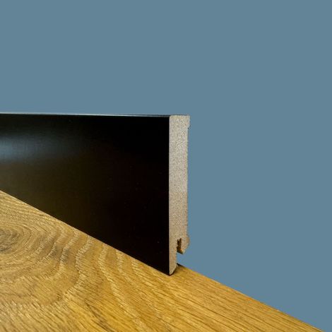 BATTISCOPA ZOCCOLINO SQUADRATO in FIBRA DI LEGNO COMPATTA 80X15 NERO (TOTAL BLACK) (prezzo al metro)