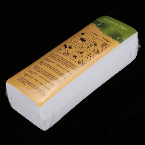 100 feuilles/sachet de bandes dépilatoires non tissées pour l'épilation des jambes, des bras et des aisselles. (1/5)