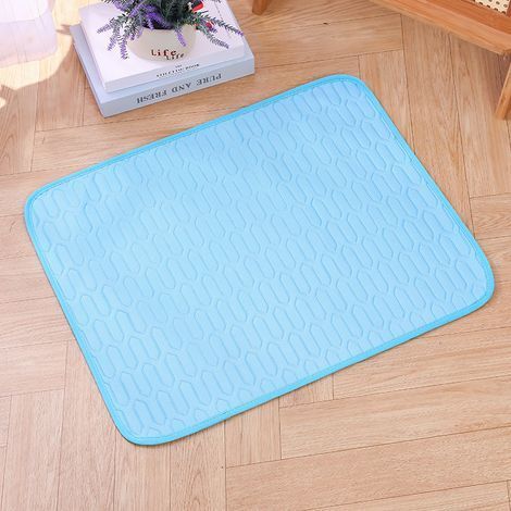 Tapis rafraîchissant pour animaux de compagnie – Coussin frais d’été pour chiens et chats, lit respirant en tissu soyeux glacé et latex naturel, bleu ciel, taille XL (100 x 70 cm), adapté aux animaux- (1/5)