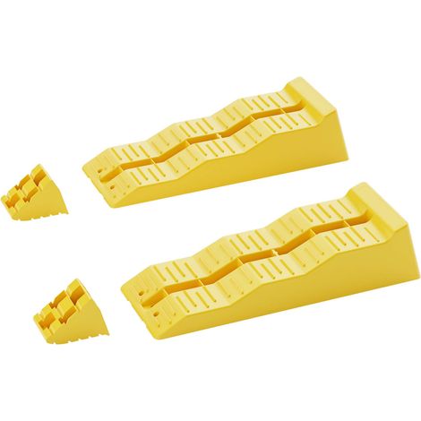 Wiltec Stufenkeile Paar 40/70/100 mm mit Stopper, Auffahrkeile 2er-Set mit 3 t Traglast, Ausgleichskeile für Wohnwagen, Wohnmobil, Camper usw.