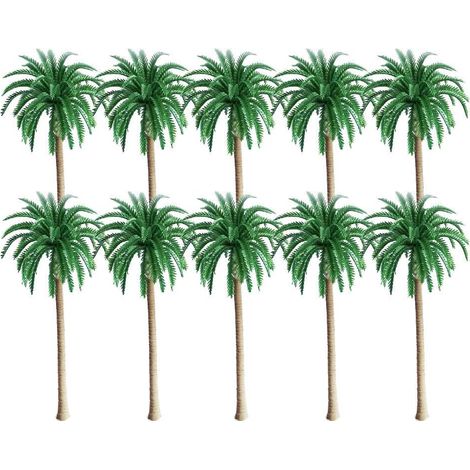 Modello di paesaggio con 10 palme da cocco, un modello di paesaggio lussureggiante con palme, palme da cocco in miniatura, piante bonsai in vaso, mini creazioni paesaggistiche
