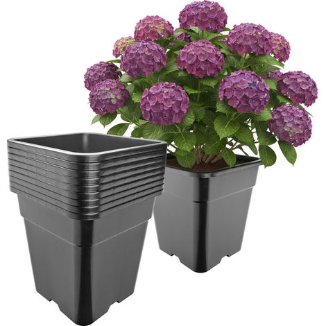 Garronda Pot de Fleur Carré Haut Plastique 33 × H 34 cm (25L) - x10 Godets Semis Pot Culture Profond Drainage Résistants Intempéries pour Plantes Pépinière Jardin Serre Intérieur Extérieur GD-0201