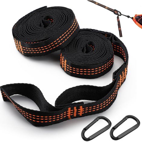 Filiyano-Sangle de hamac, 2 m x 2,5 cm. Sangle de hamac avec 2 mousquetons, pour balançoire de camping. Charge maximale : 200 kg. (1/5)