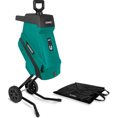 Vonroc – Broyeur de végétaux électrique 2500W – Pour branches jusqu’à Ø45mm – Sac de ramassage 45L – Moteur puissant et lames en acier trempé