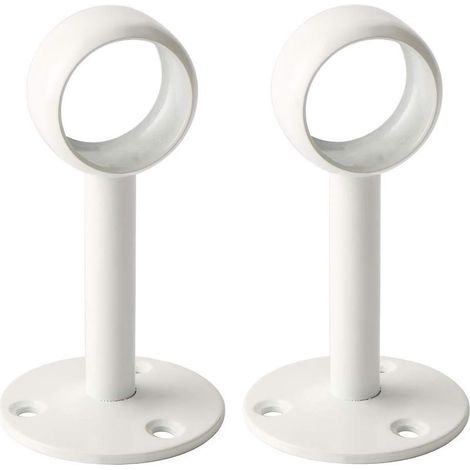 Blanc Brillant 2 Pcs Tringle Rideau Plafond en Acier Inoxydable, Support Tringle Penderie pour Tube de rond Ø 25 mm (1/4)