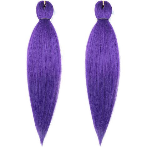 Stück 66 cm lange, lila Haarverlängerungen, natürlich aussehend, für Halloween-Kostüme, Cosplay, Bühnenpartys, vorgedehnte, glatte, synthetische Haarverlängerungen (1/5)