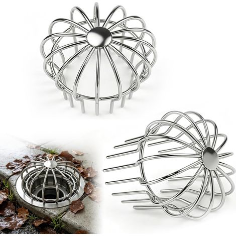 Lot de 2 protections de gouttière en acier inoxydable pour gouttière, filtre de piège à feuilles, pour arrêter la mousse, la boue, les balles pour garder libre pour la plupart des canalisations (1/5)