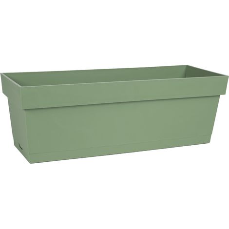 EDA – Jardinière Toscane 50 x 18 x 16,7 cm – Plateau clipsé – Vert laurier – Polypropylène résistant aux UV – Contenance 30 L