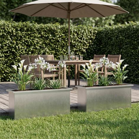 vidaXL Jardinera para jardín con luces LED 2 uds. Plateado (1/5)
