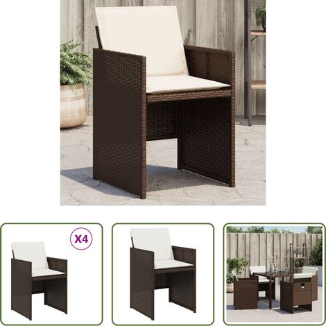 Chaise de jardin marron - Chaises de jardin avec coussins lot de 4 marron résine tressée (1/5)