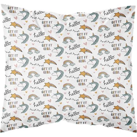 Parure de couette 140 x 200 "Lucky Girl" Réversible 100% Coton / 57 Fils/cm² - - (1/2)