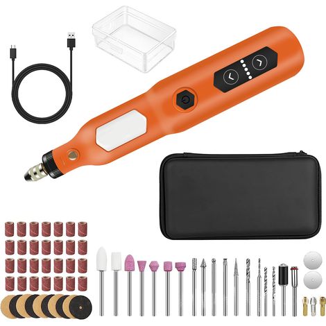 Outil Rotatif Sans Fil - 3,7 V - 16000 Tr/Min - LED Intégrée - Pour Polissage Ponçage Perçage Bricolage - 65 Pièces (1/5)