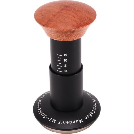 Tasseur à café à ressort, tasseur calibré, manche en bois, base gaufrée, 53 mm (1/5)