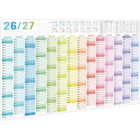 Calendrier mural 2026 2027, Calendrier 2026 2027 Calendrier mural XXL (97 x 70 cm) en format poster, Planificateur annuel format paysage, Plié - Planificateur mural 2026 2027, Calendrier annuel (1/5)