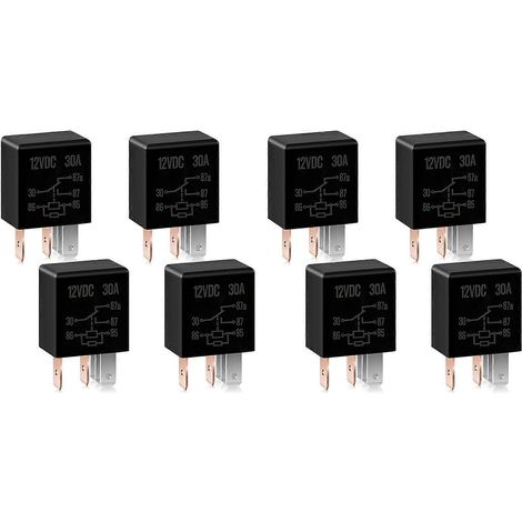 Relais automobile 5 broches 12V 30A, relais de démarrage, relais automobile haute performance, compatible avec les accessoires de moteur automobile (8 pièces) (1/5)