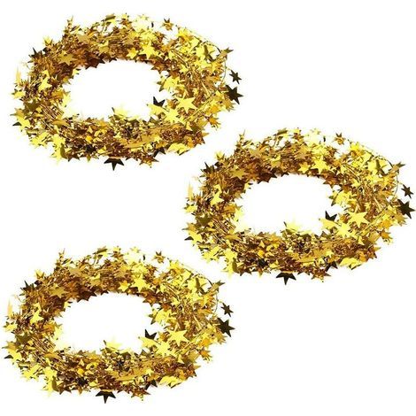 Goldene Sternengirlande, Sternenfahnen und -girlanden, Hängedekoration für Hochzeiten, Geburtstage, Weihnachtsfeiern, reflektierende Sternenwimpelgirlande, 7,5 m (1/2)