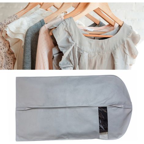 Housse de rangement pour vêtements 60 x 110 cm avec fermeture éclair, en tissu non tissé imperméable, respirant et léger, anti-poussière. (1/5)