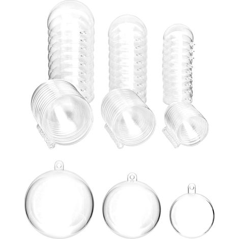 30 boules de Noël transparentes en plastique, Ø 4 cm, Ø 5 cm, Ø 6 cm, à remplir (1/5)