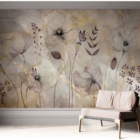 Fotomurale adesivo - parete decorativa - decorazione casa - stile moderno parete - Fiori delicati 312x219 cm (1/5)