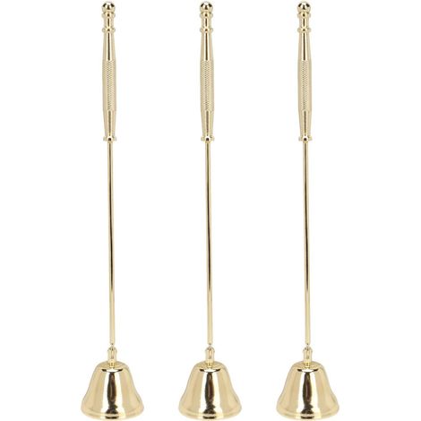 Ensemble D'éteignoir De Mèche De Bougie 3 Pièces, Longue Poignée en Fer Doré en Forme De Cloche, Accessoire De Sécurité Essentiel pour L'extinction des Bougies (1/5)