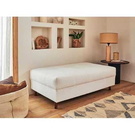 Rune – modularer hocker – aus bouclé-stoff - weiß