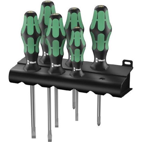 Wera 334/6 05105650001 Jeu de tournevis Kraftform Plus Lasertip avec Rack 6 pièces