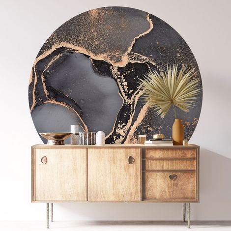 Sticker mural rond / cercle - Effet Marbré - Diamètre 30 cm - Adhésif MAT (1/3)