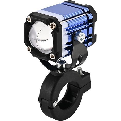 1 ultra-bright motorcycle spotlight, exterior LED lighting for electric vehicles, "demon eye" type, articulated arm, 4-color lens with bright central light transmission. (1/5)