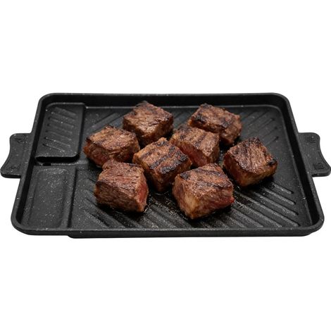 induction grill plate, cast iron grill plate, rectangular grill pan, camping gas stove grill accessory, grill plates for gas stove (1/5)