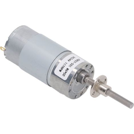 Moteur à engrenages CC micro à couple élevé, réducteur de vitesse à turbine, autobloquant, réversible, 24 V, filetage M6 x 50 mm avec bride, 107 tr/min (1/5)