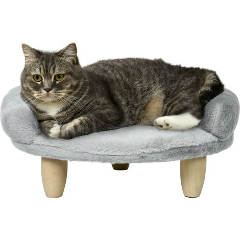 Cuccia Divanetto per Cani e Gatti 47x40x20 cm Sfoderabile in Peluche Grigio