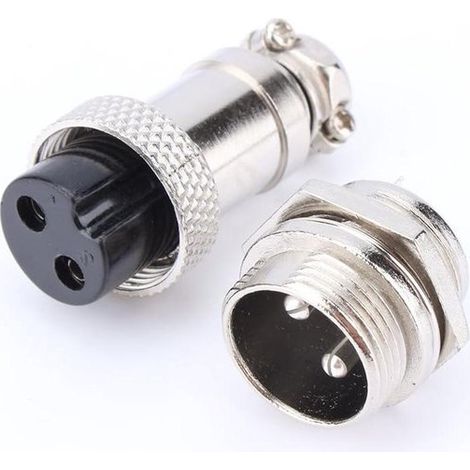 Un set di 1 connettore aeronautico GX16, connettore maschio in metallo a 2 pin con vite per cavi aeronautici. (1/5)