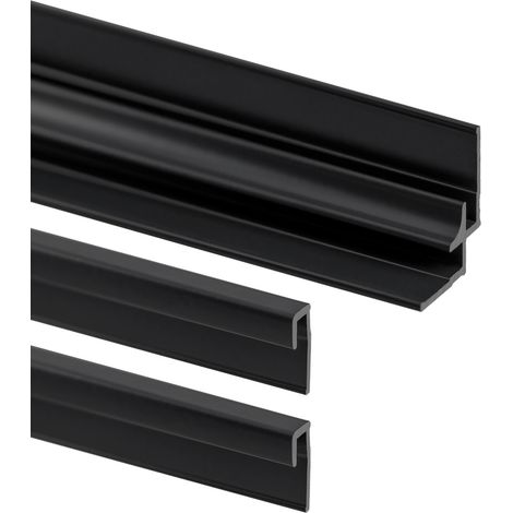 Lot de 2 profilés de finition + 1 profilé d'angle pour panneau mural de douche, DécoDesign, Schulte, Noir, 255 cm