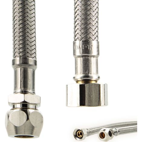 tecuro Sanitär Verbindungsschlauch 3/8 QV x 3/8 ÜWM x 200 mm - KTW-A- DVGW (1/4)