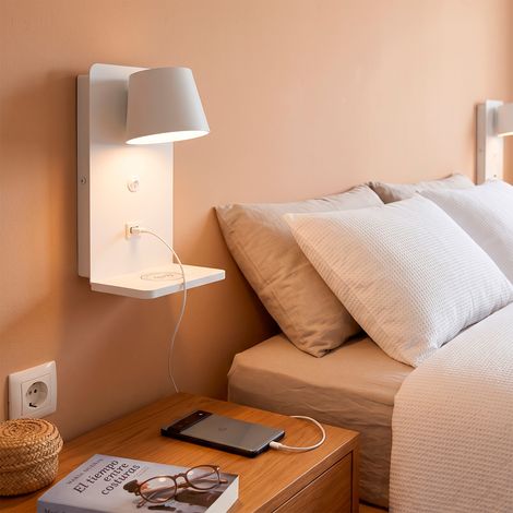 Aplique de pared para lectura con puerto USB "Lumo"6W Base carga inalámbrica (1/5)
