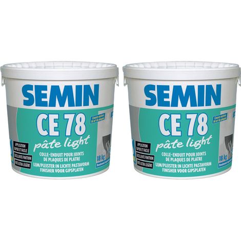 Enduit pour Joint Allégé - Semin - CE 78 Pate Light - Prêt à l'Emploi - Seau de 18 kg (lot de 2)