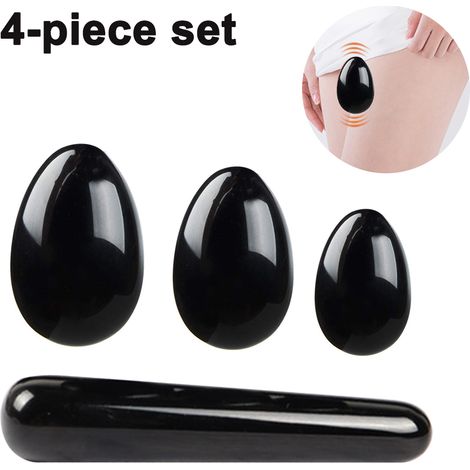 Oeuf De Massage En Quartz - 4 Pièces - Tailles S M L - Avec Bâton De Massage - Pour Exercices Des Muscles Pelviens (1/5)